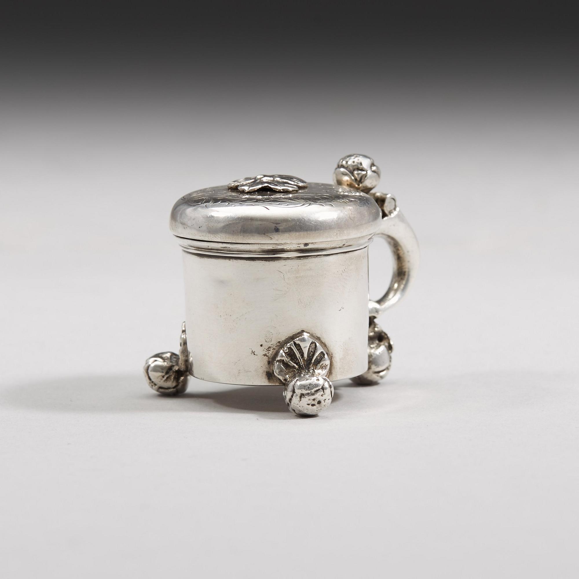 A Swedish 18th century parcel-gilt miniature tankard, unmarked.