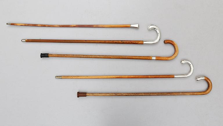KÄPPAR, 5 st, trä och silver, 1900-talets första hälft.
