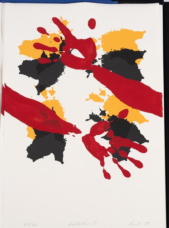 Raul Meel, "Kallistus-Omfamningen", Portfolio with 6 colour screenprints.