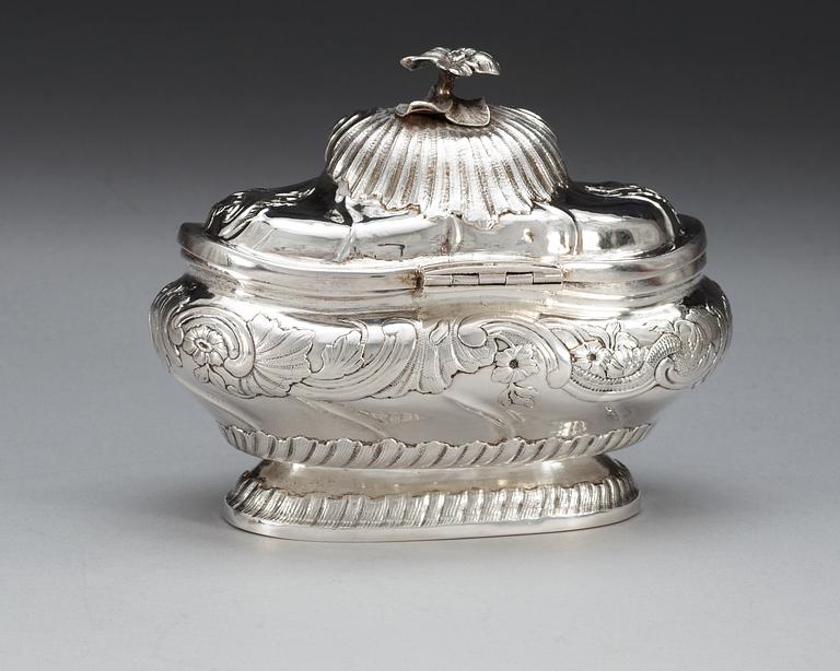 A Swedish 18th century silver sugar-box, makers mark of Mathias Grahl, Göteborg 1764.