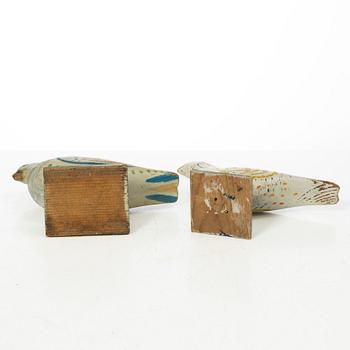 Birds, 2 pcs, folk art, early 20th century.
