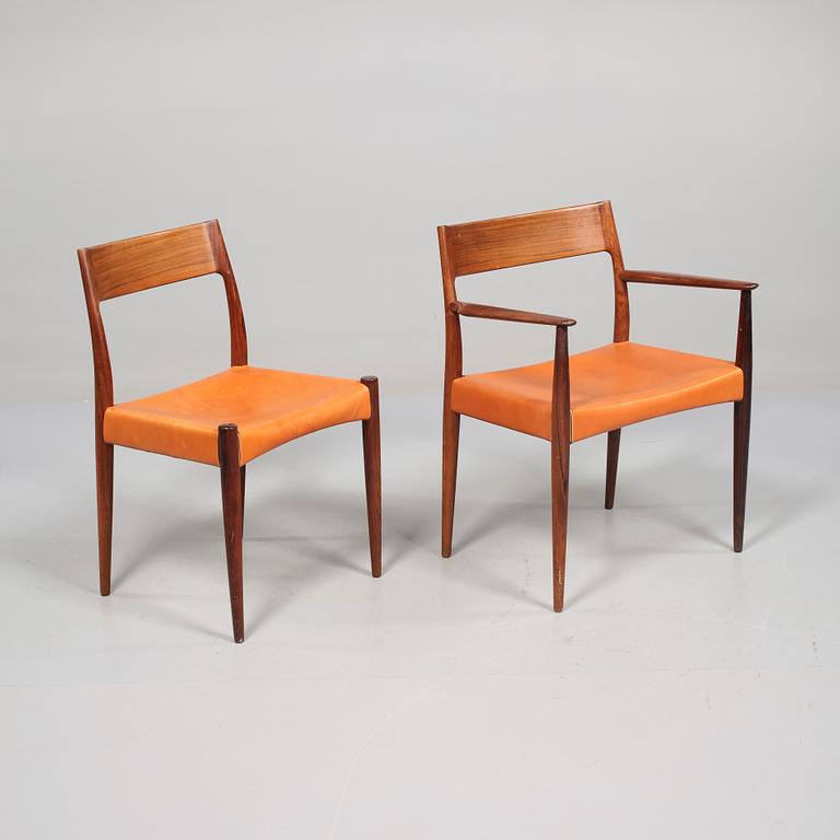 STOLAR, 4 st samt KARMSTOLAR, 2 st, Mogens Kold, Danmark, 1900-talets andra hälft.