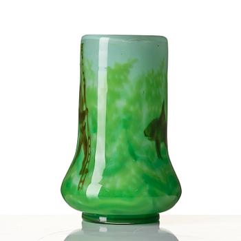 Reijmyre Glasbruk, a marqueterie-sur-verre glass vase, probably by Betzy Ählström or Fredrik Kessmeier, ca 1901-1905.