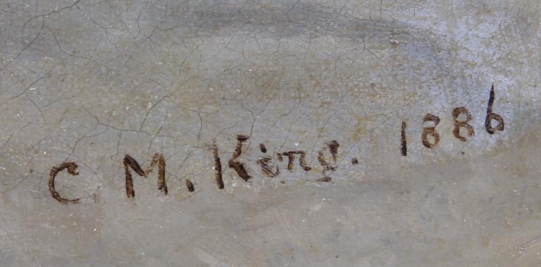 OKÄND KONSTNÄR, olja på duk, Sign CM King, dat 1886.