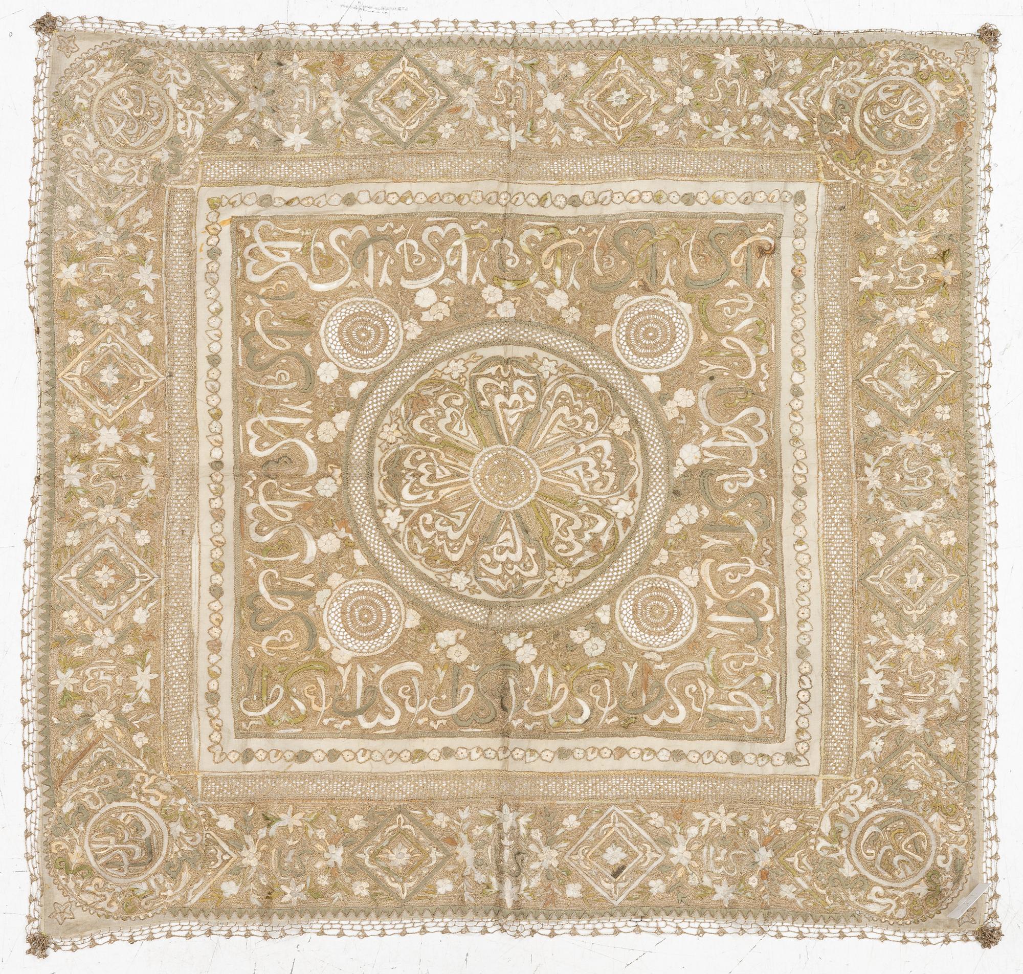 A silk and metal shawl. c. 105 x 99 cm, Turkey, first half of the 20th century.