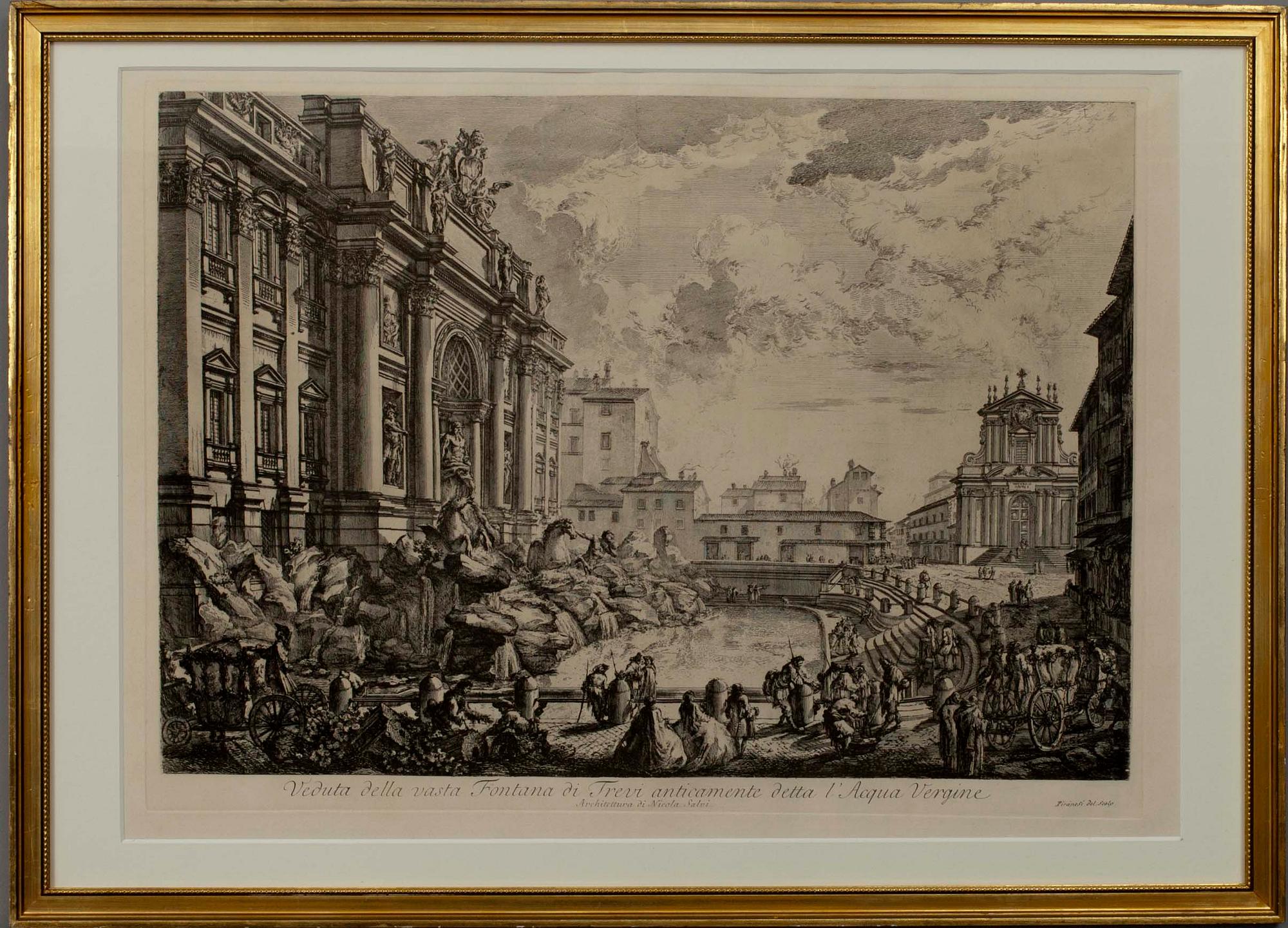 GIOVANNI BATTISTA PIRANESI, KOPPARSTICK, senare avdrag, Veduta della vasta Fontana di Trevi anticamente detta l'Acqua Vergine.