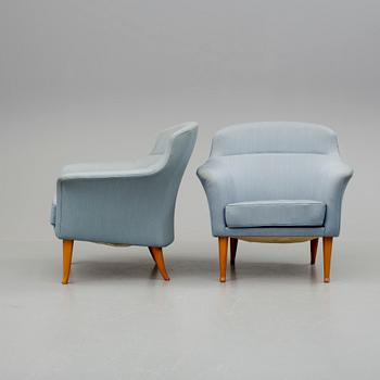 FÅTÖLJER, ett par,"Greta", Kerstin Hörlin-Holmqvist, för Nordiska Kompaniet (NK), 1960-tal.