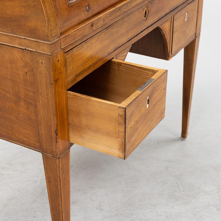 A Late Gustavian roll top desk, early 20th century.