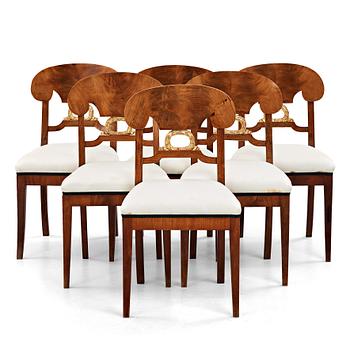 148. A set of six Swedish chairs, 1820-40's.