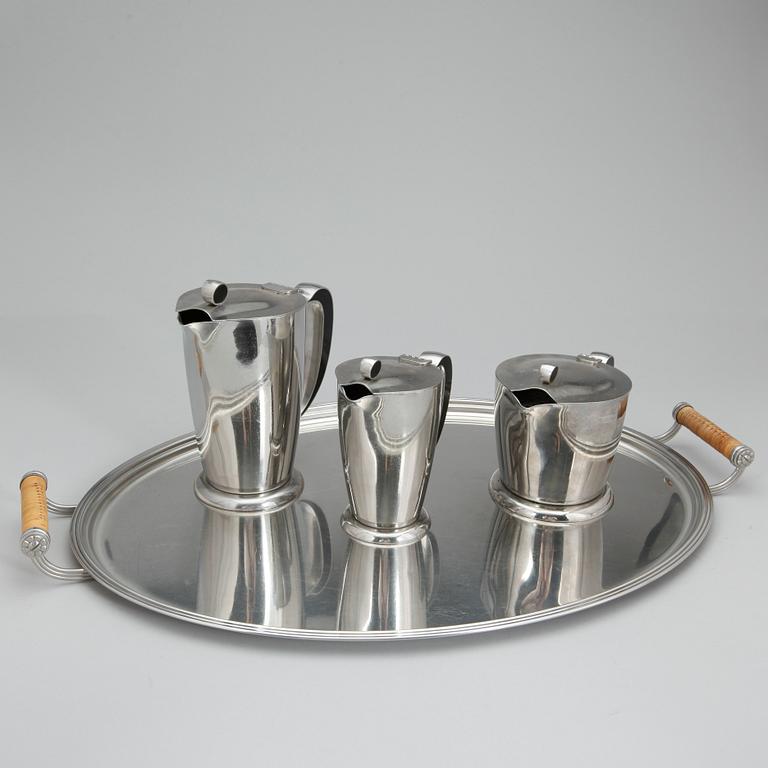 KAFFESERVIS, 4 delar, rostfritt stål, Folke Arström, Gense.