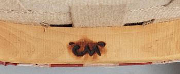 KARMSTOLAR, ett par, "Lata Greven", Carl Malmsten, Åfors Möbelfabrik, 1900-talets mitt.