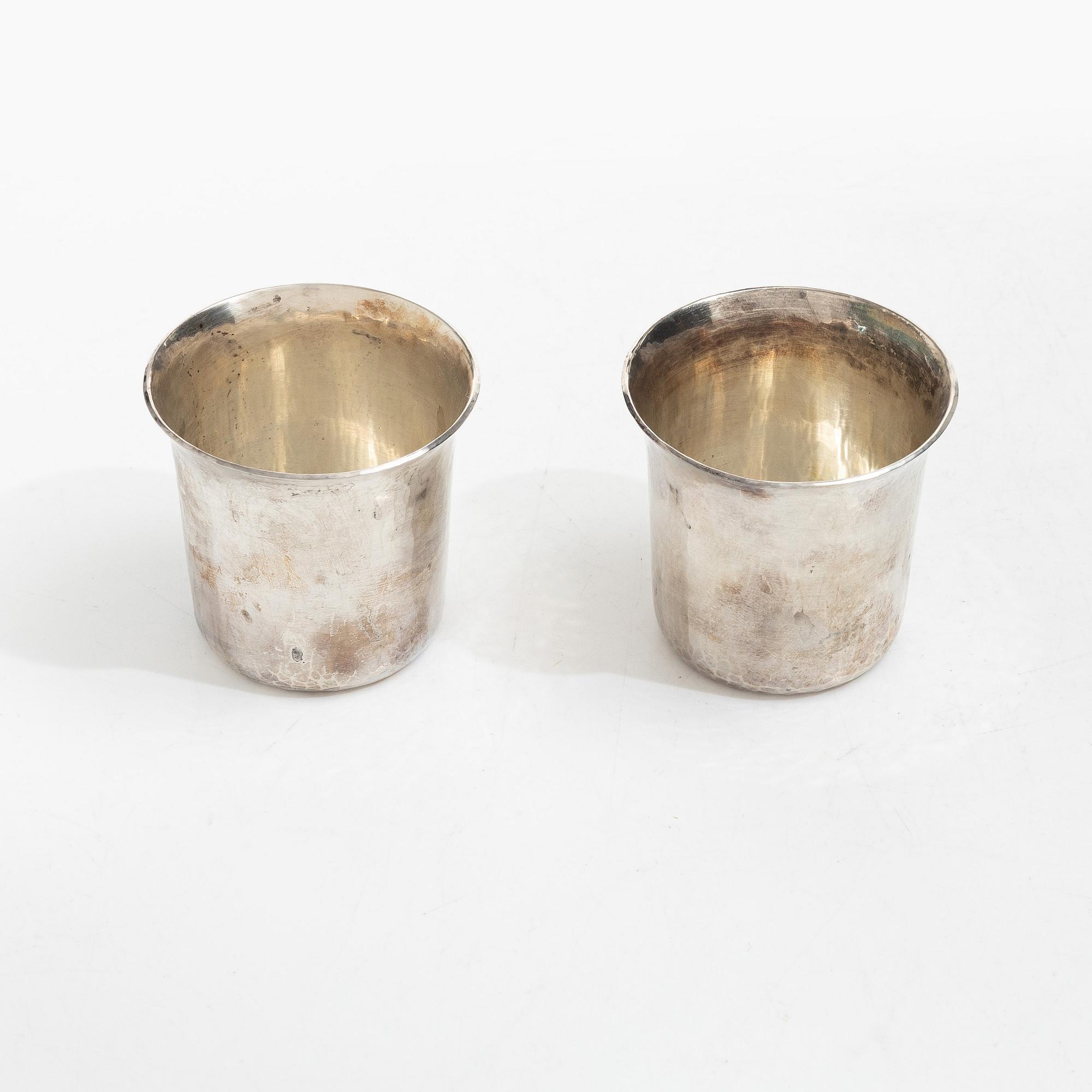 Einar Telander, Bägare, ett par, silver, i etui, Einar Telander Silversmedja, Stockholm 1972.