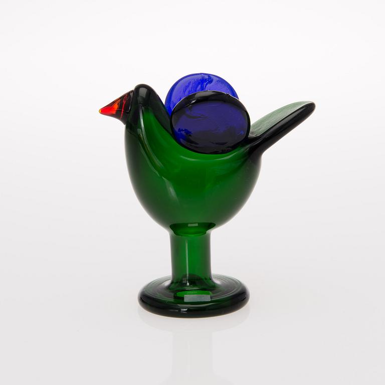 A glass bird by Oiva Toikka. Sieppo (Flycatcher). Sign. Oiva Toikka, Nuutajärvi Notsjö. Early 1970s.