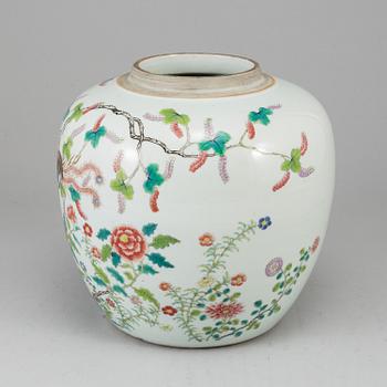 A Chinese famille rose jar, 20th century.