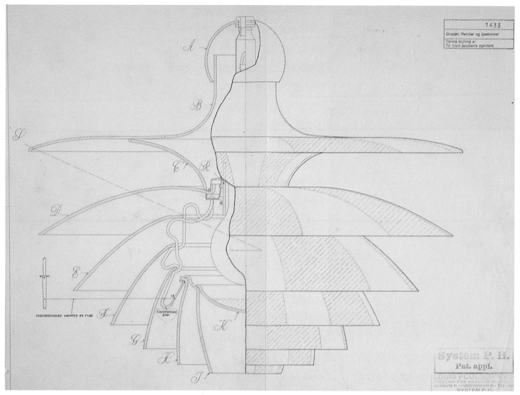 Poul Henningsen, "Septima 5" ceiling light, Louis Poulsen, Denmark ca 1929.