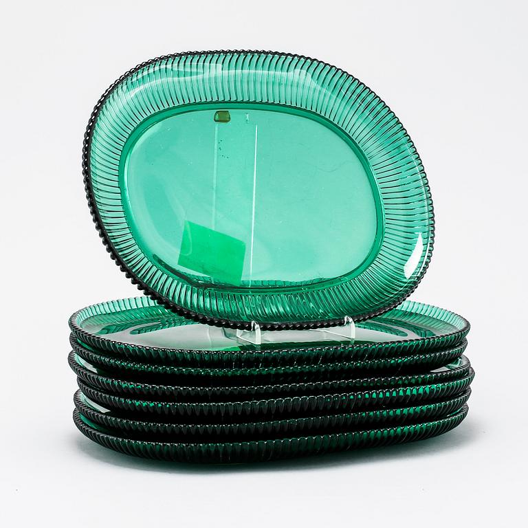 Seven lobster plates in glass by Arthur Percy, Reijmyre/Gullaskruf, Svenskt Tenn.