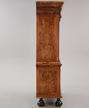 A Swedish late Baroque burr-alder cabinet, Stockholm, first part 18th century.