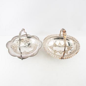 Bread baskets, 2 pieces, silver-plated, early 20th century.