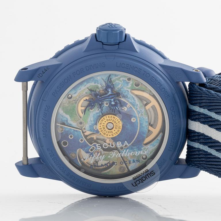 Swatch/Blancpain, Scuba Fifty Fathoms, Atlantic Ocean, wristwatch, 42.3 mm.
