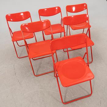 A set of six metal and plastic folding chairs IKEA late 20th century.