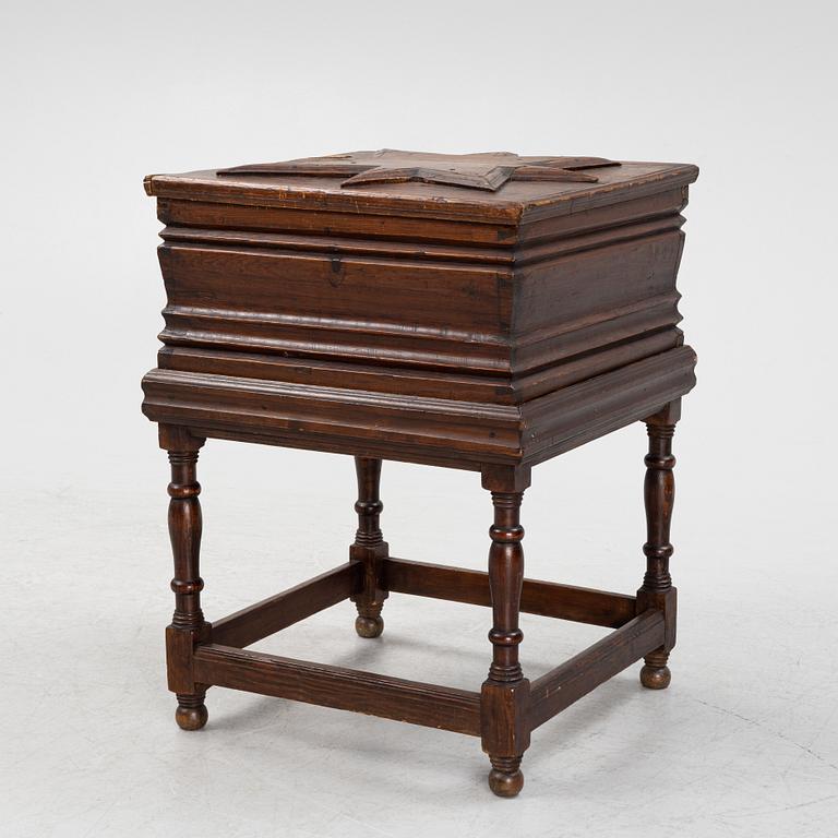 A Baroque chest on later stand, 17th/18th Century.