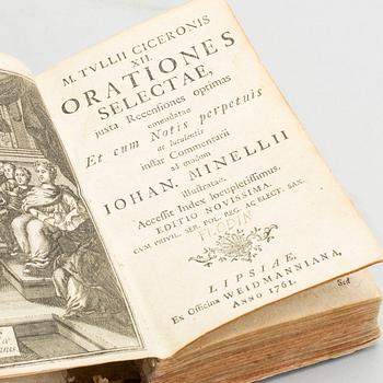 ANTIKA BÖCKER, 3 stycken pergamentband, Elzevir / Elsevier m fl, 1600- och 1700-tal.