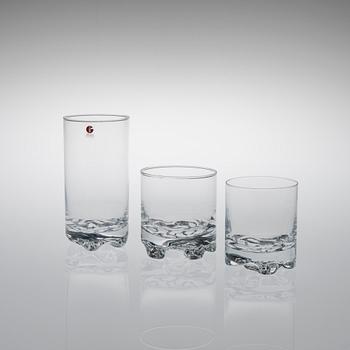 DRICKSGLAS, 17 delar, "Gaissa" Tapio Wirkkala, Iittala, 1900-talets slut.