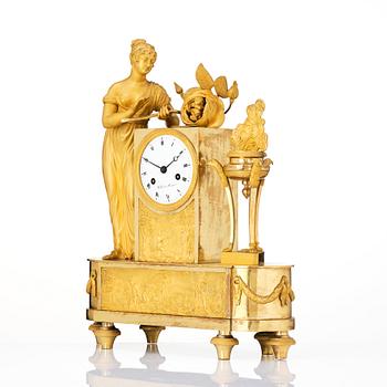 An Empire ormolu mantel clock, 'Allegory of the birth of the Duke of Bordeaux', early 19th century.