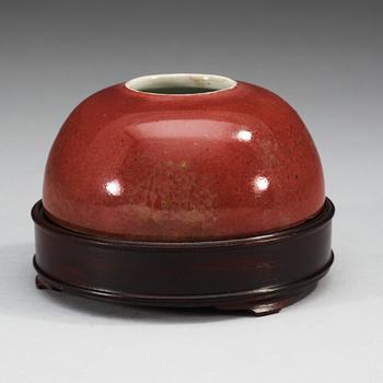 A sang de boef glazed brush washer, Qing dynasty with Kangxis six character mark.