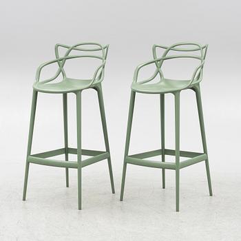 Philippe Starck and Eugeni Quitllet, bar stools, a pair, "Masters stool, Kartell, Italy.