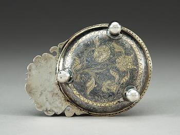 A Russian 17th century silver-gilt and niello charka, unmarked.