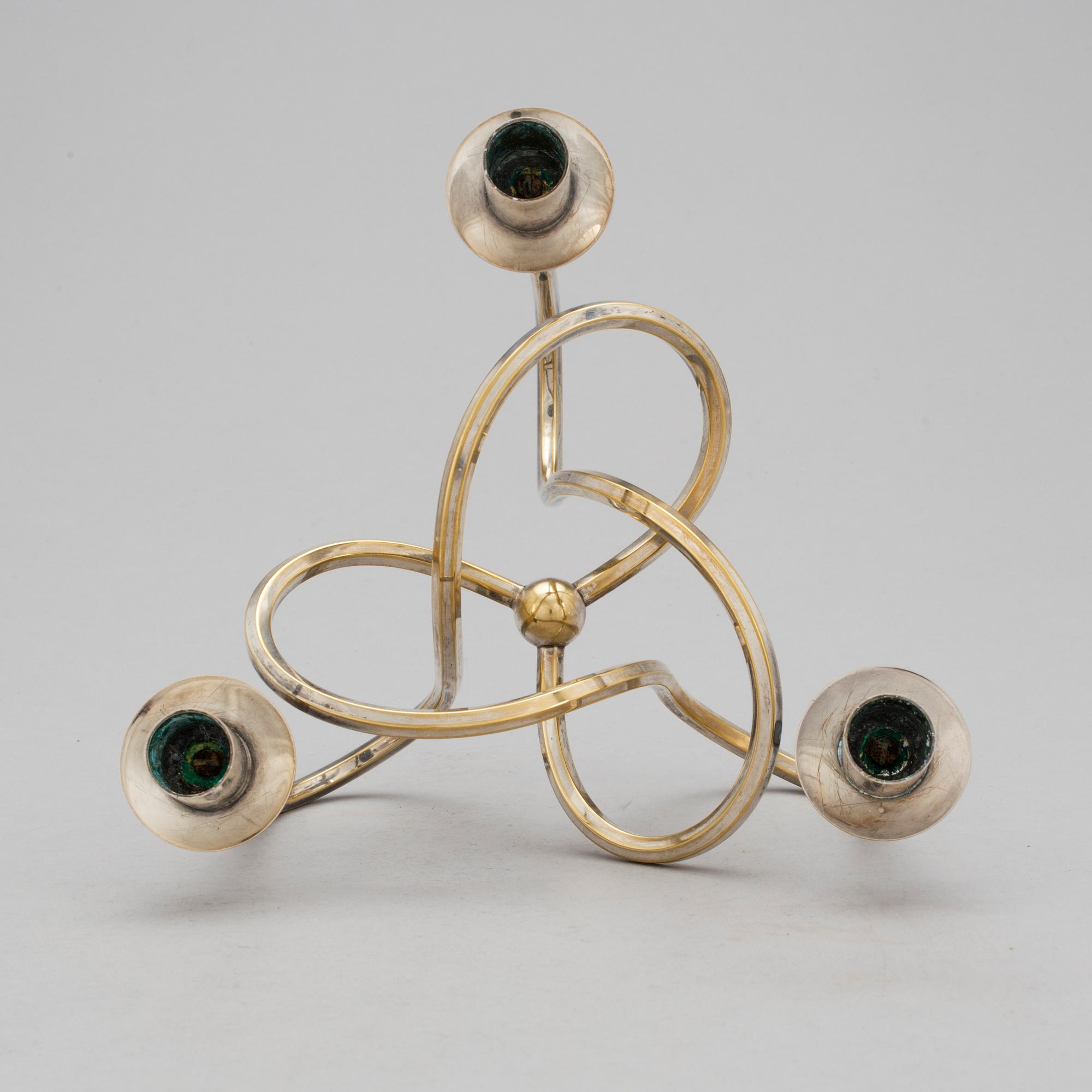 JOSEF FRANK, kandelaber, försilvrad, "Vänskapsknuten", Svenskt Tenn.