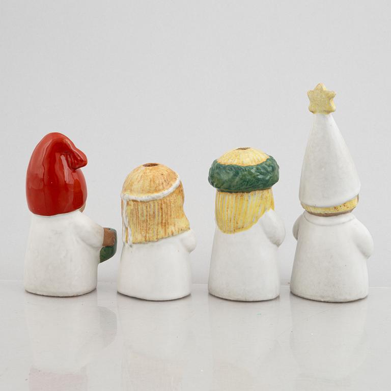 Lisa Larson, four candlesticks/figurines, 'Advent', Gustavsberg.