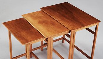 A set of three Josef Frank mahogany occasional tables by Josef Frank Svenskt Tenn, model 618.