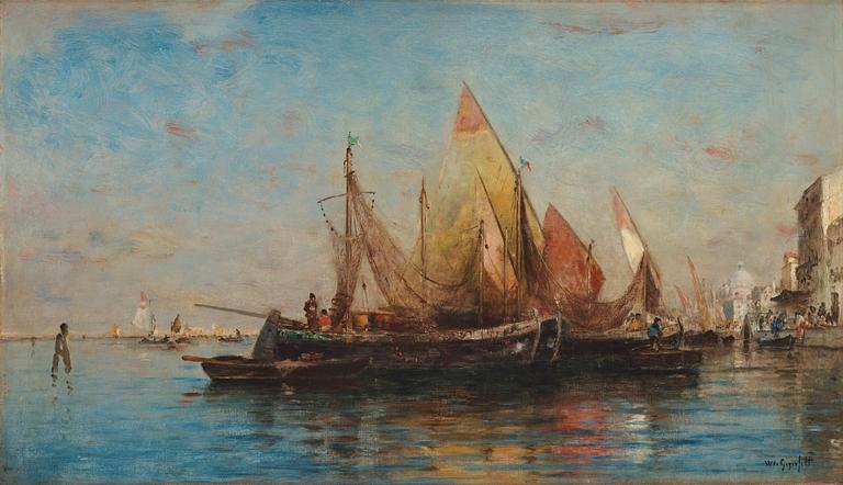 Wilhelm von Gegerfelt, Ships on the Venice lagoon ("Lagunen i Venedig").