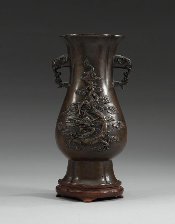 A bronze vase, Qing dynasty with Xuandes six character mark.