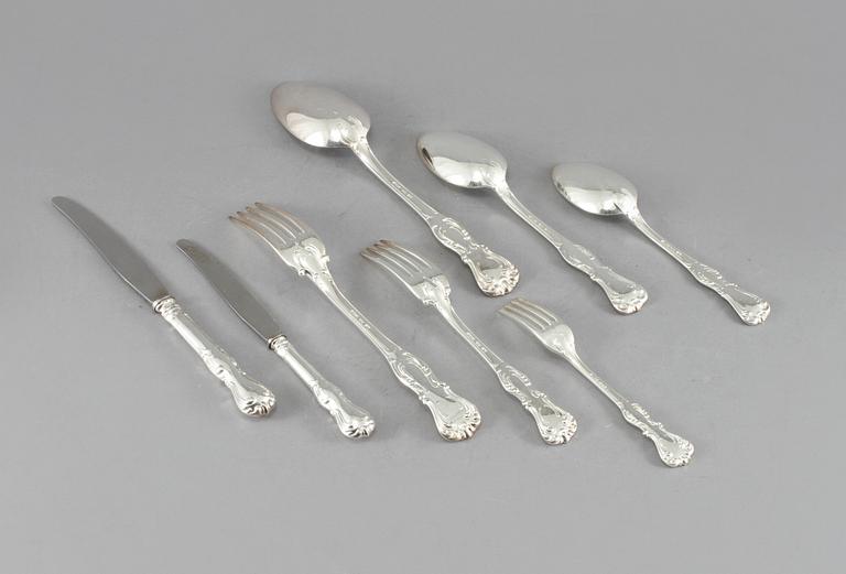 BESTICKSERVIS, 47 delar, silver, "Prins Albert", GAB, Stockholm, 1900-talets mitt/andra hälft, vikt ca 2440 g.