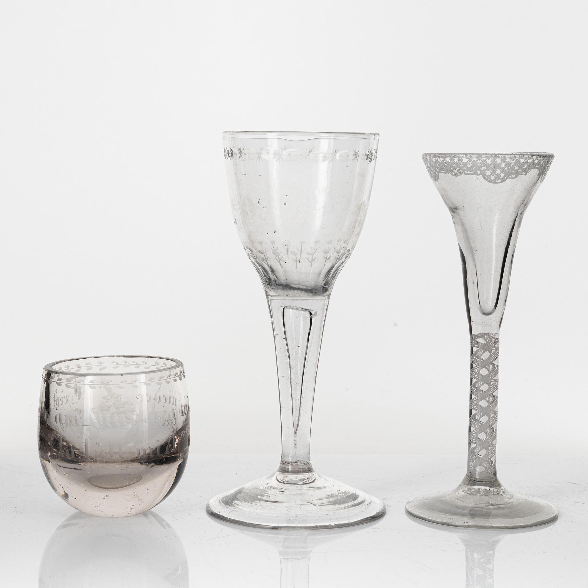 Three glasses, 18th-19th Century.
