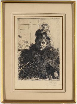Anders Zorn · ANDERS ZORN, "Gerda Hagborg III", signerad med blyerts, signerad och daterad 1896 i plåten.