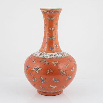 A Chinese iron red ground 'butterfly' vase, 20th century.