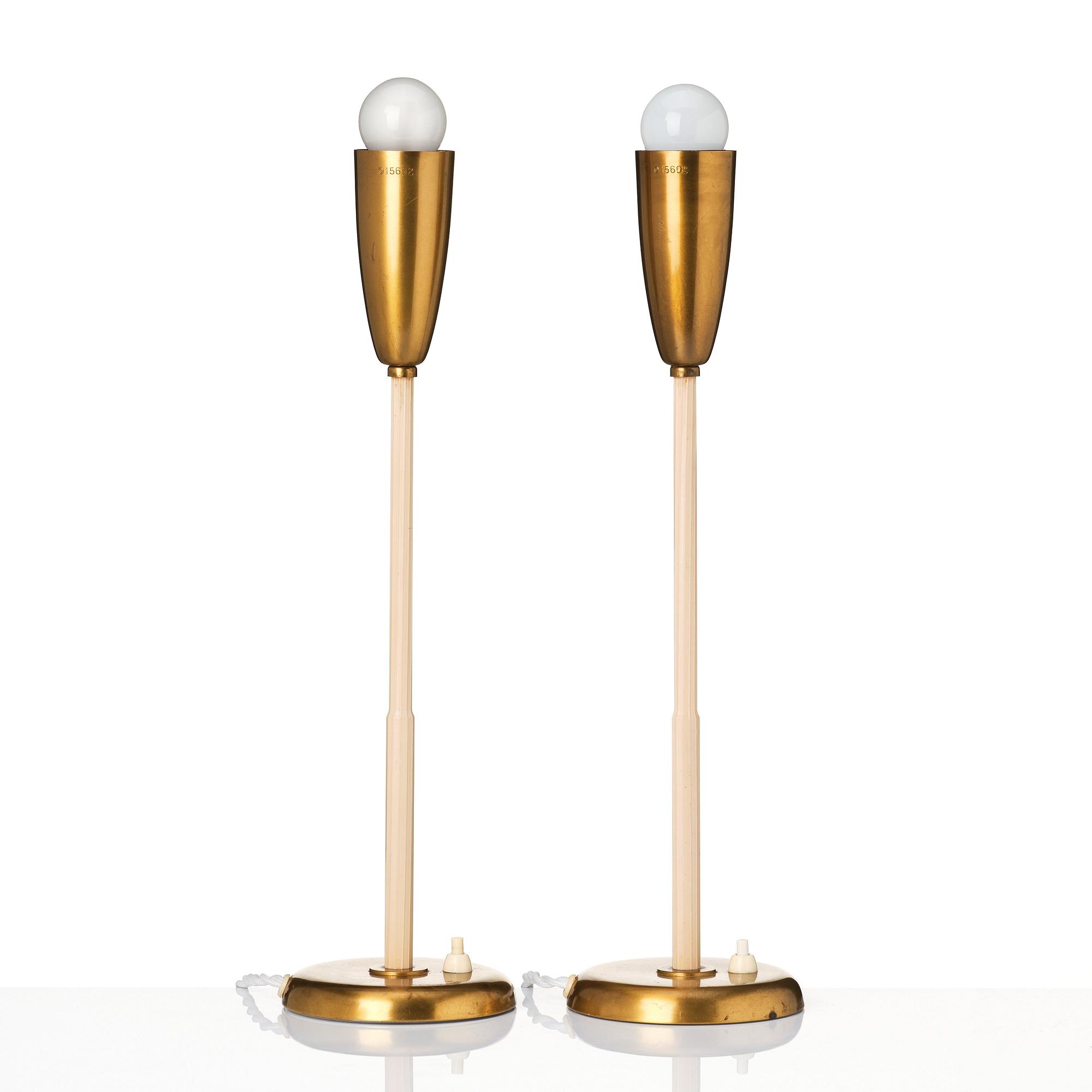 Harald Notini, a pair of table lamps, model '15602', Arvid Böhlmarks Lampfabrik, Sweden, 1940-50s.