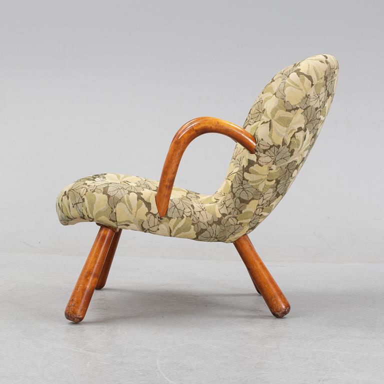 Arnold Madsen "Clam chair/ Muslinge fåtölj", sannolikt Madsen & Schubell, Danmark, 1940-50-tal.