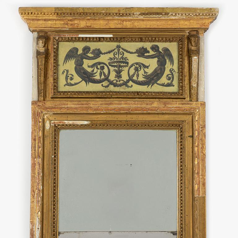 A late Gustavian giltwood mirror attributed to O. Wetterberg (master 1785-1803).