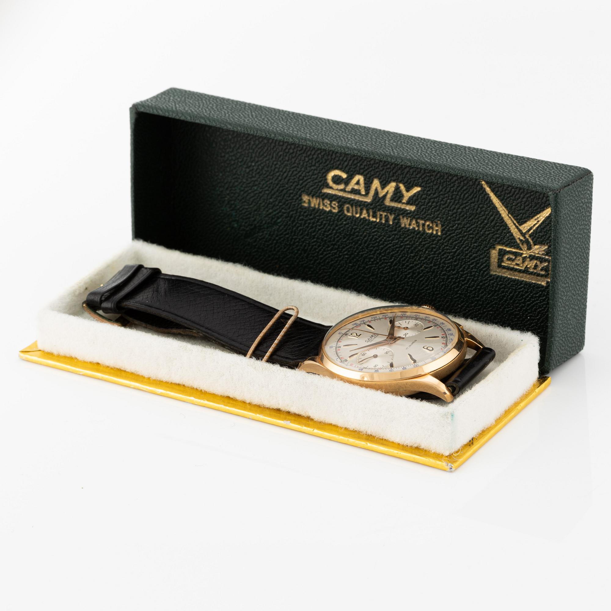 Camy, chronograph, wristwatch, 37.5 mm.
