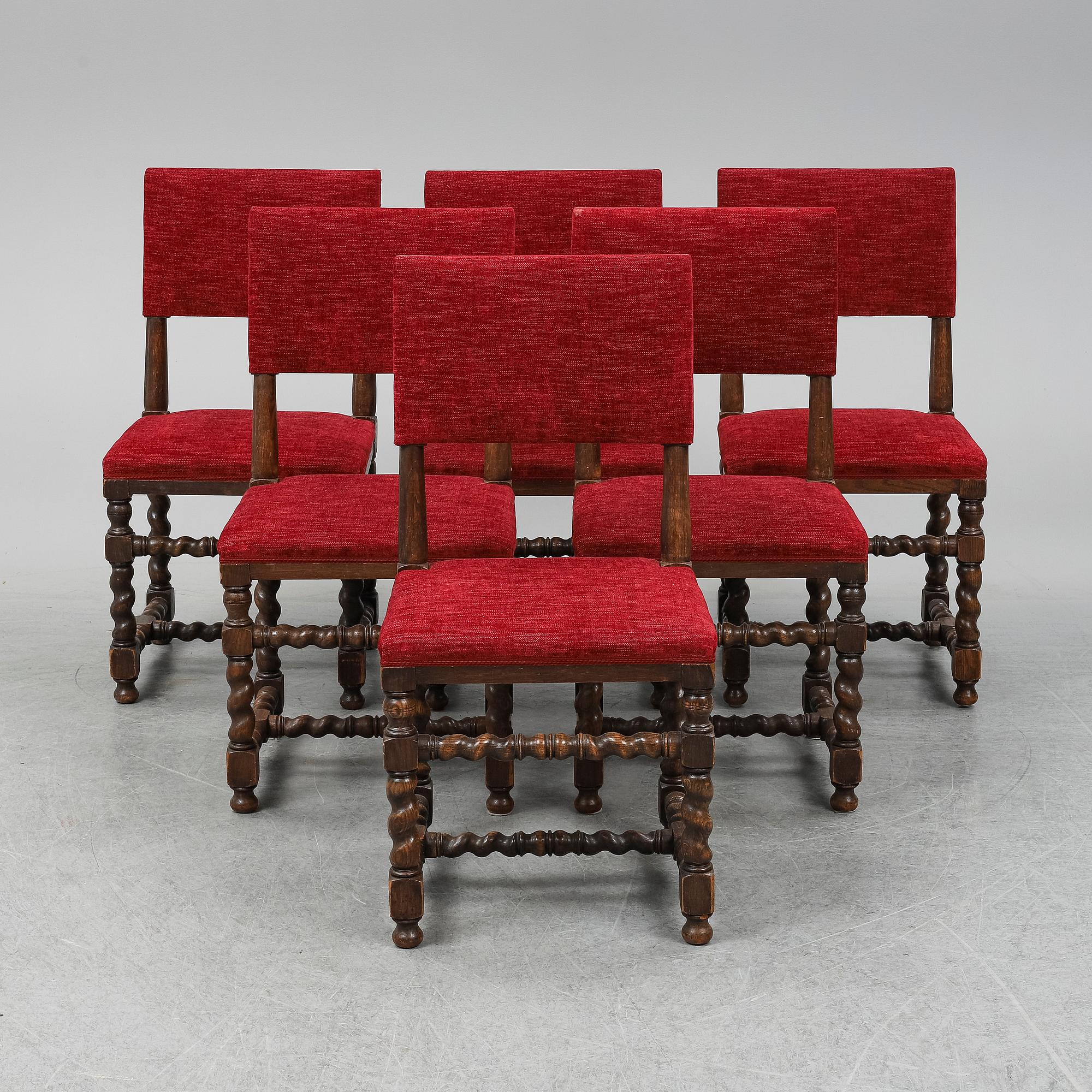 6 baroque style chairs, early 20th century.