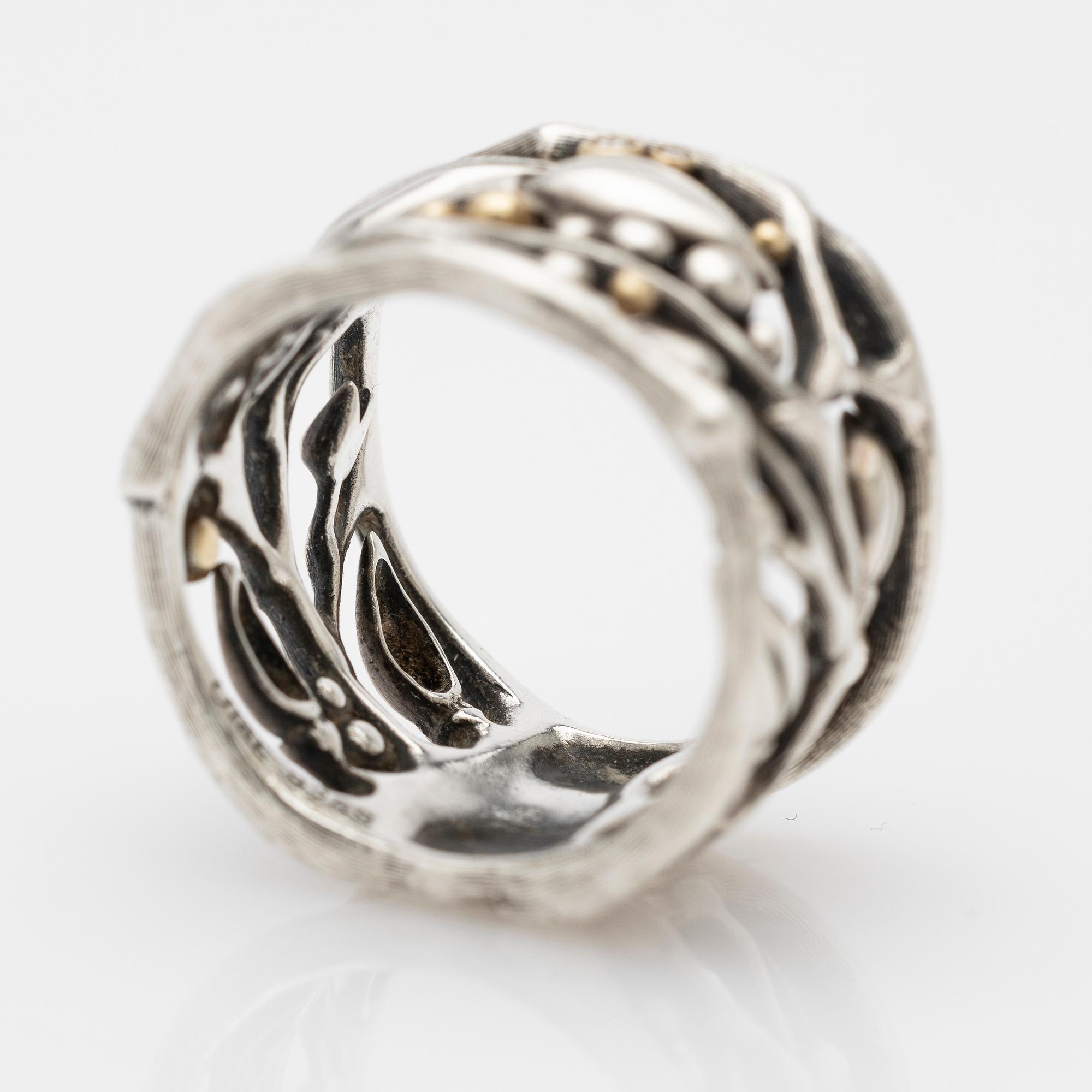 Ole Lynggaard, ring, "Forest ring", sterling silver, 18k guld och diamanter.