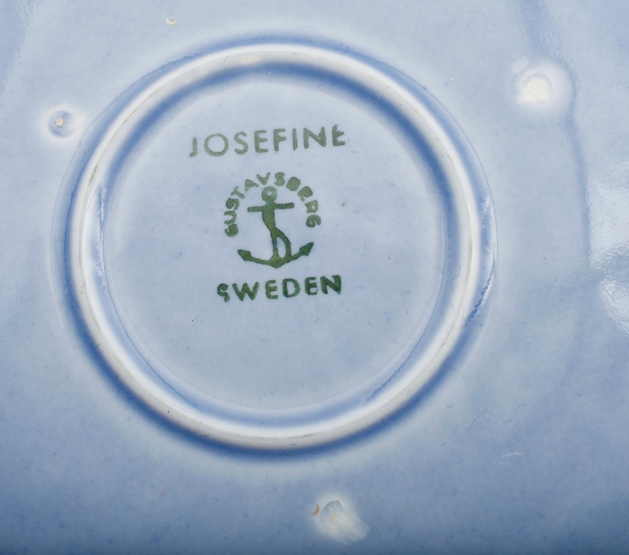 TEKOPPAR MED FAT, 6 st, flintgods, "Josefin", Lisa Larson, Gustavsberg.