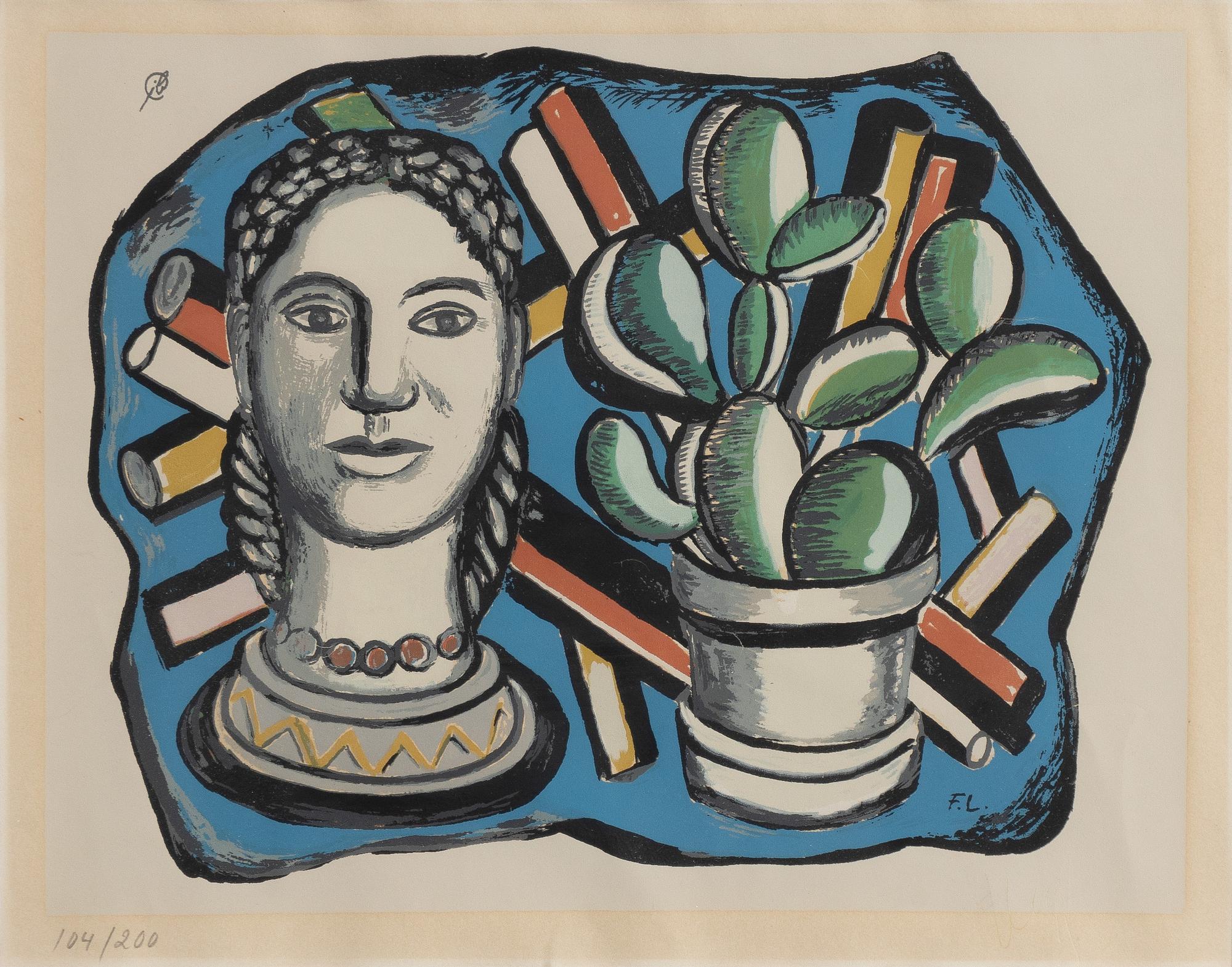 Text: "Fernand Léger, 'Woman with Cactus' from: Album of 10 serigraphs".
