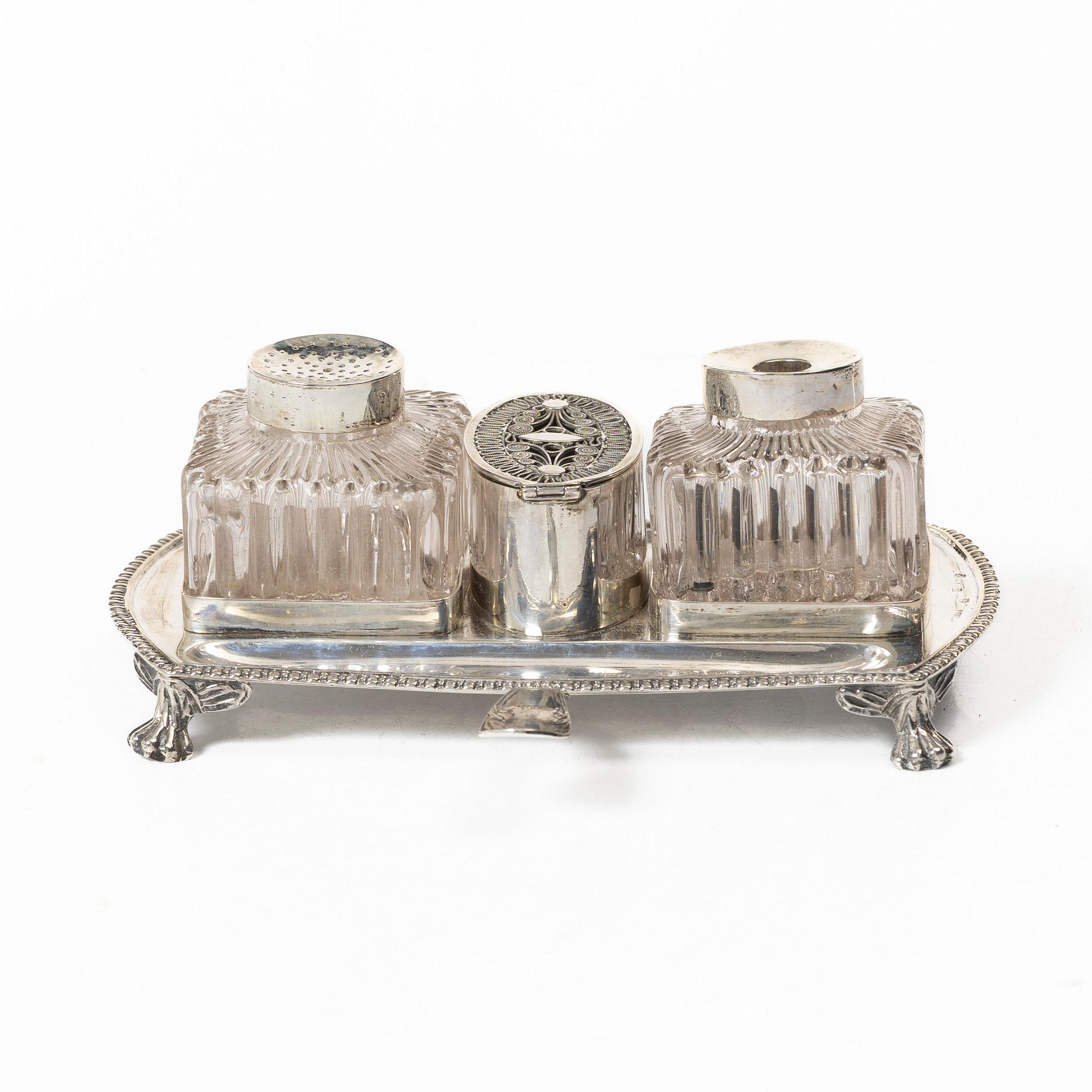 Empire, A Swedish silver inkwell, mark of Jacob Richard Borg, Gävle (active 1815-1858).