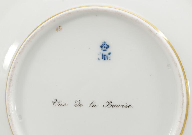 A Russian dinner plate, Imperial Porcelain Manufactory, St Petersburg, period of Emperor Nicholas I (1825-55).